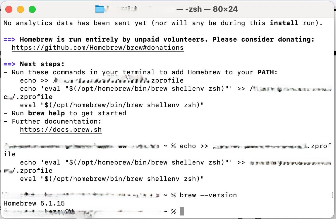 Verificar brew --version